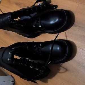 Women's Combat Riding Platform Knee High Boots